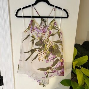 Jennifer Lopez Cream and Purple Floral Camisole